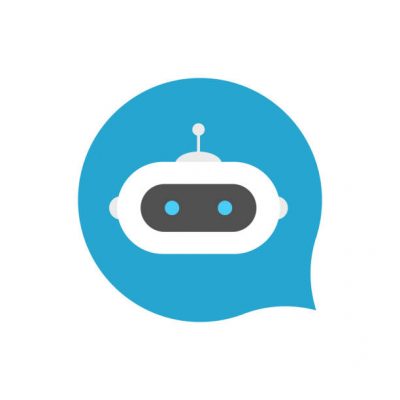 Chat bot icon sign on blue background